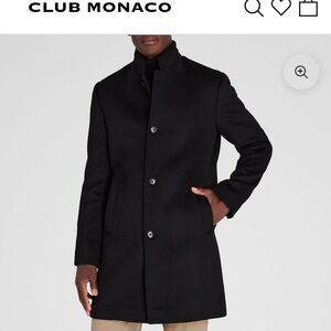 Club Monaco Black Pea Coat – Italian Wool Men Size 38
